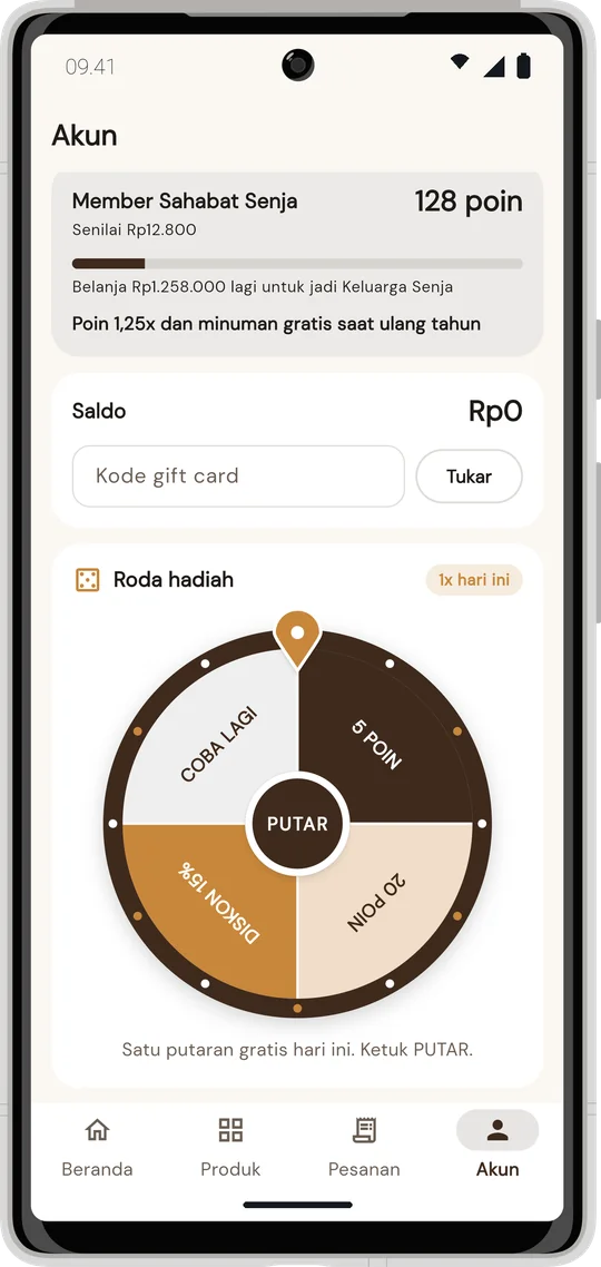 Poin, misi, dan roda hadiah di aplikasi